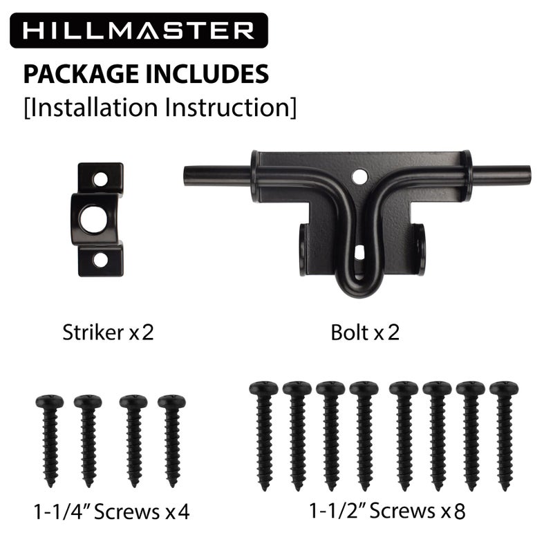 HILLMASTER Heavy Duty Slide Bolt Gate Latch with Padlock Hole, Sliding Bolt Gate Lock Door Latches Hardware for Wooden Fences Barn Doors, 2 Pack - Image 3
